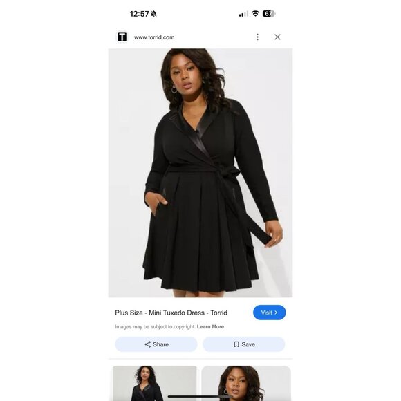 Torrid Tuxedo Wrap Skater Dress Black Long Sleeve Cocktail Party Size 16 - Picture 3 of 10